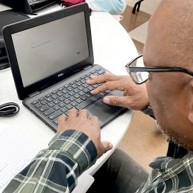 Resident using a computer